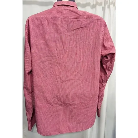 Lauren Ralph Lauren Dress Shirt Mens 16 36/37 Red White Gingham Check Cotton L/S - Picture 2 of 11